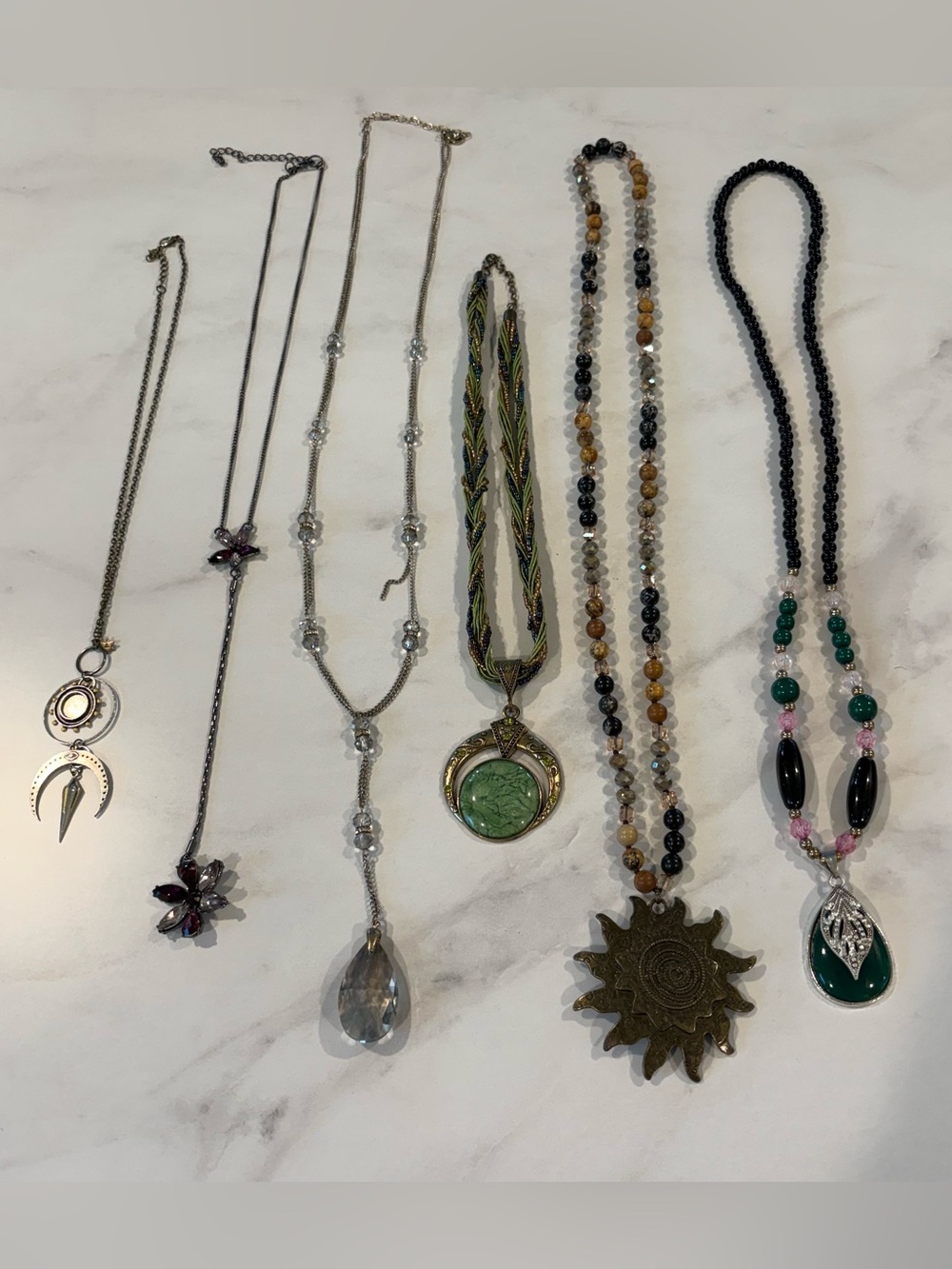 6 gorgeous Beaded Pendant variety of necklaces. (ONLY $10 PIECE, TOTALING $60)